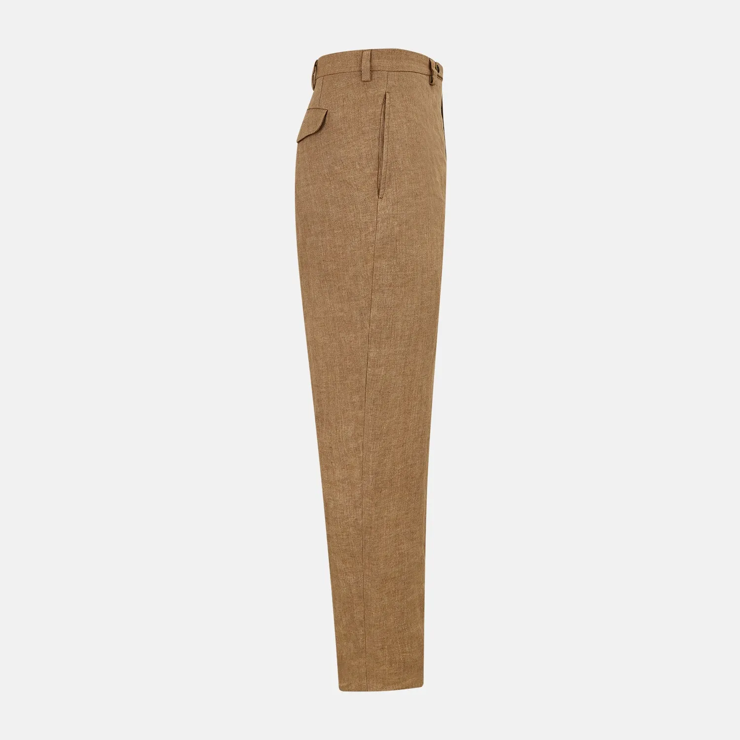 Camel Striped Linen Edmund trousers sold by Turnbull & Asser product image thumbnail 4