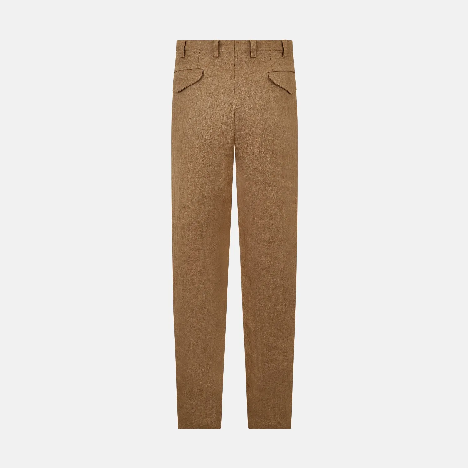Camel Striped Linen Edmund trousers sold by Turnbull & Asser product image thumbnail 3