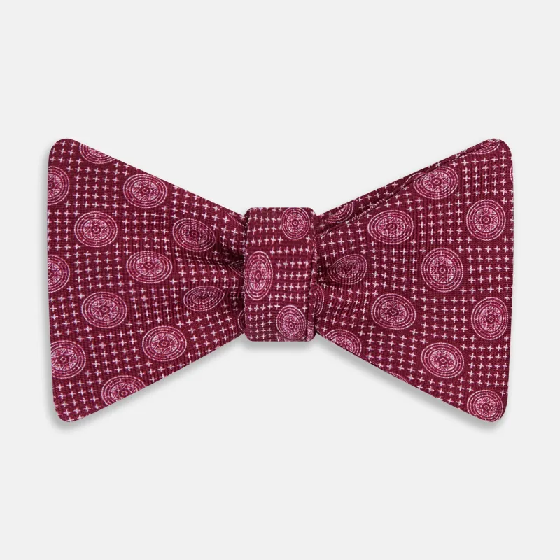 Burgundy Medallion Silk Bow Tie sold by Turnbull & Asser