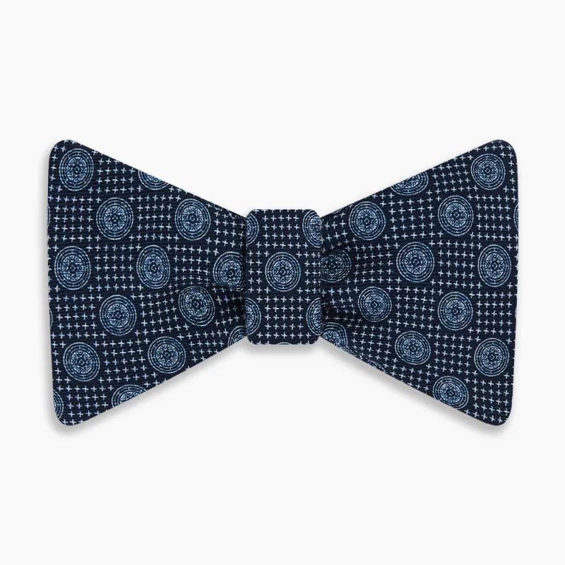 Navy Medallion Silk Bow Tie sold by Turnbull & Asser