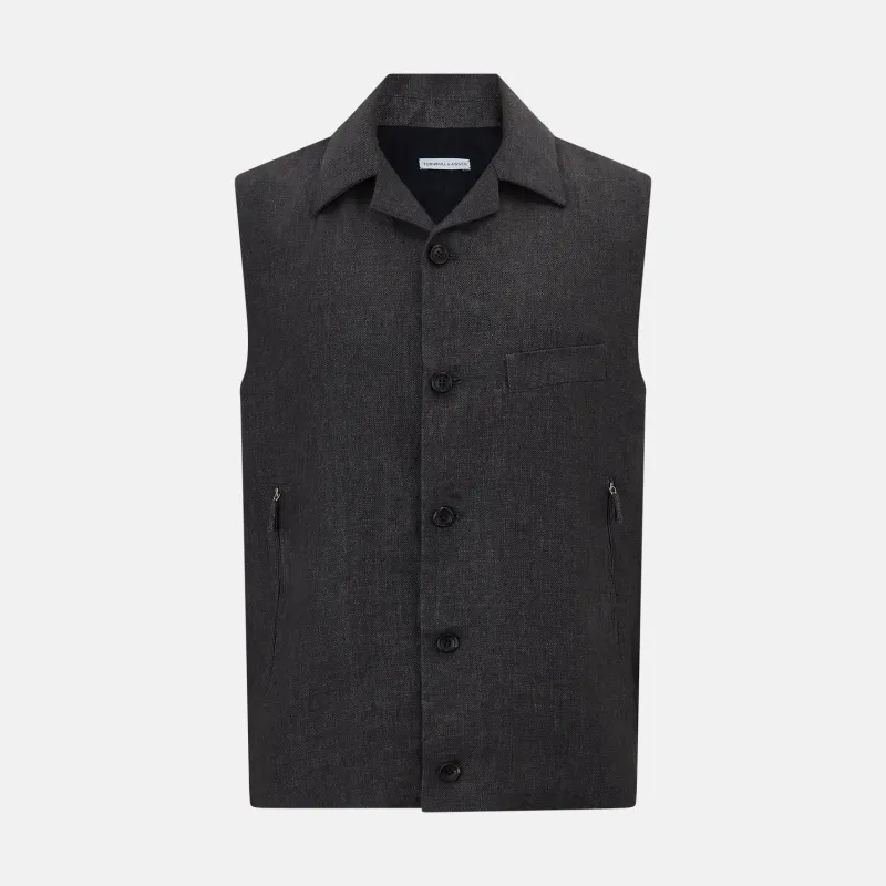 Ash Collared Linen Waistcoat sold by Turnbull & Asser
