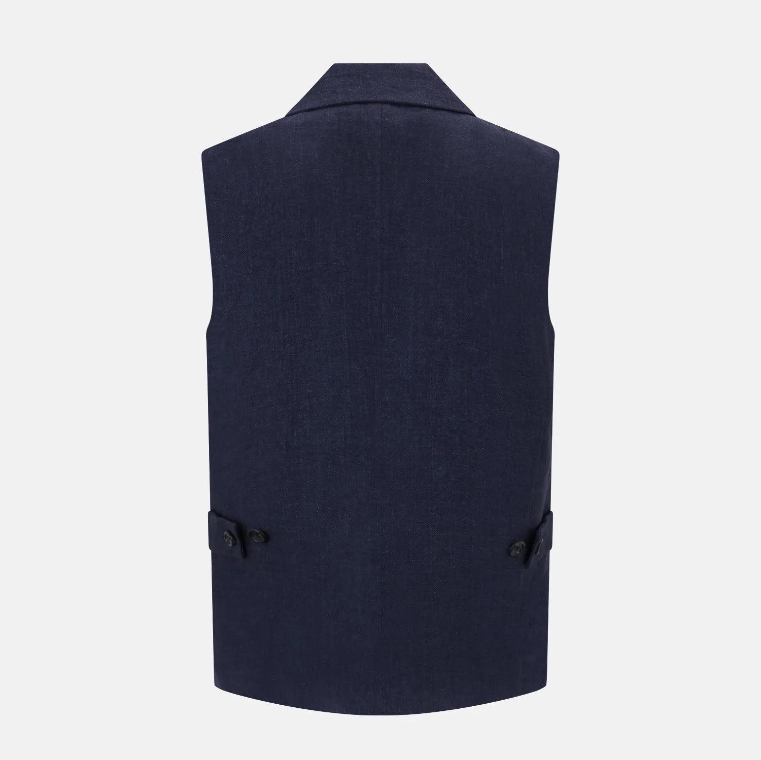 Navy Collared Linen Waistcoat sold by Turnbull & Asser product image thumbnail 3