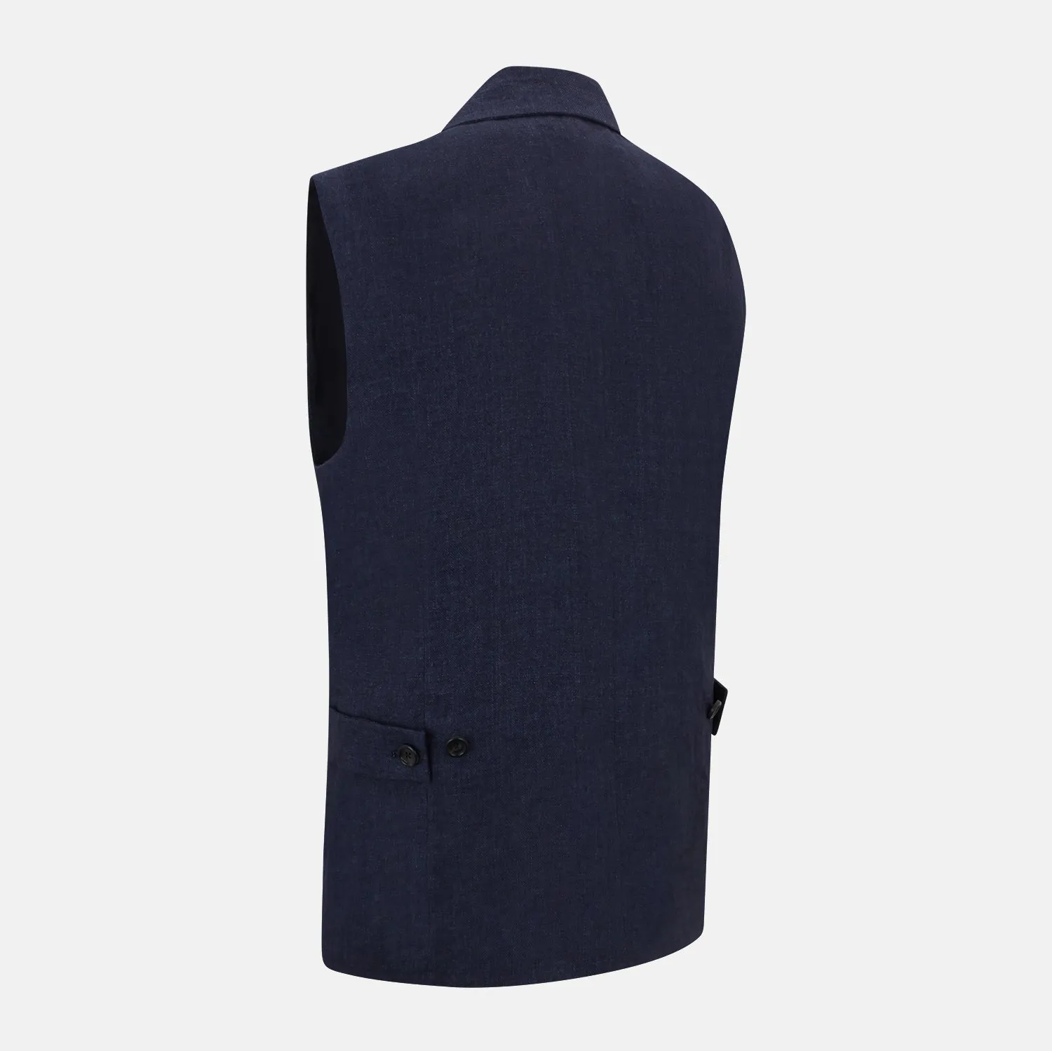 Navy Collared Linen Waistcoat sold by Turnbull & Asser product image thumbnail 4