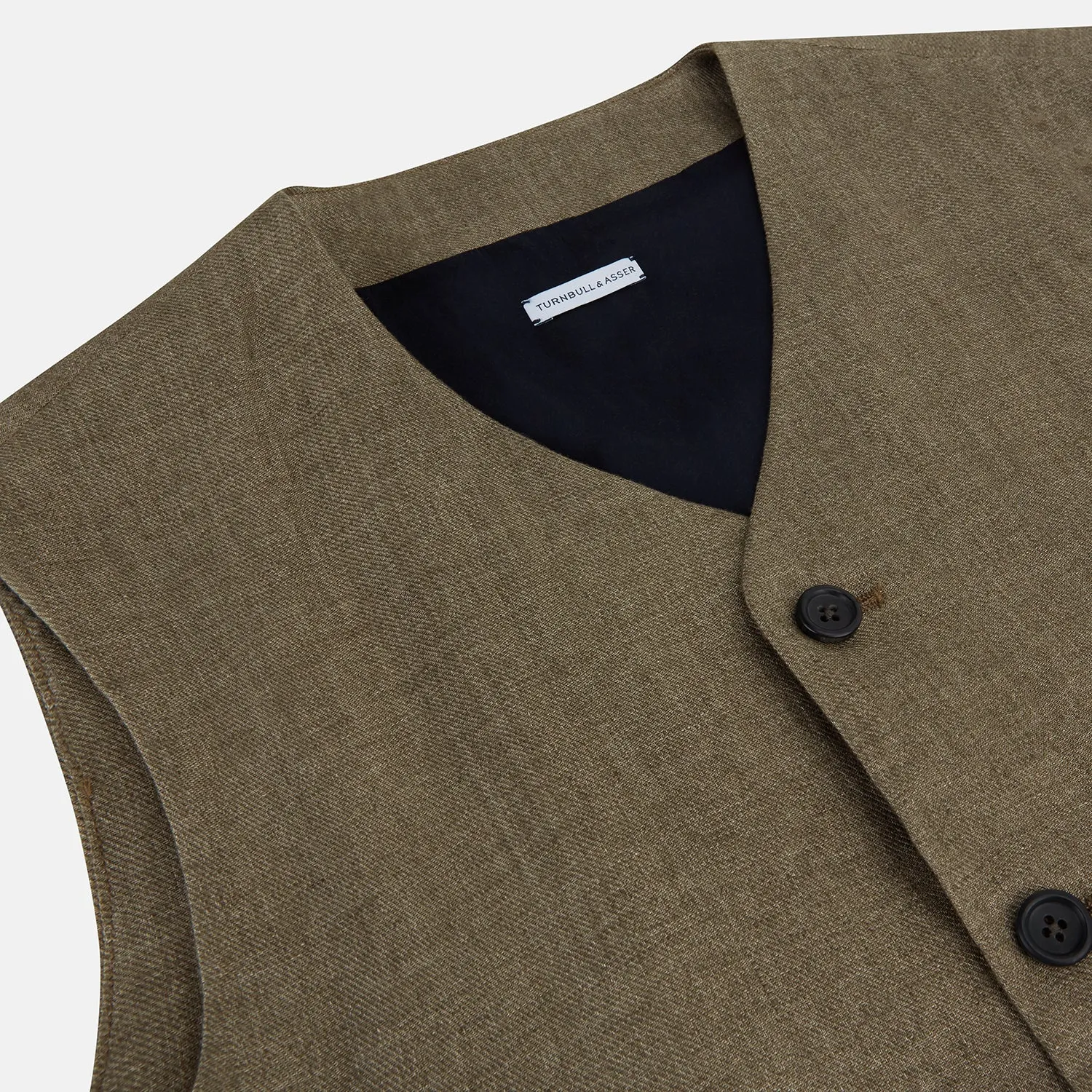 Olive Linen Twill Waistcoat sold by Turnbull & Asser product image thumbnail 2