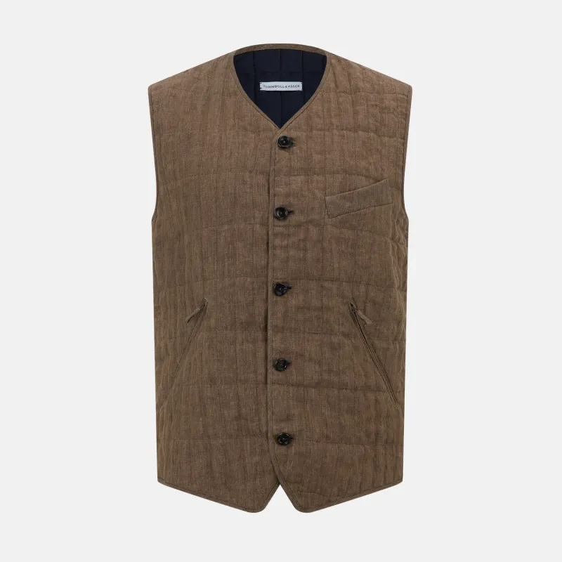 Pine Cone Quilted Linen Herringbone Waistcoat sold by Turnbull & Asser