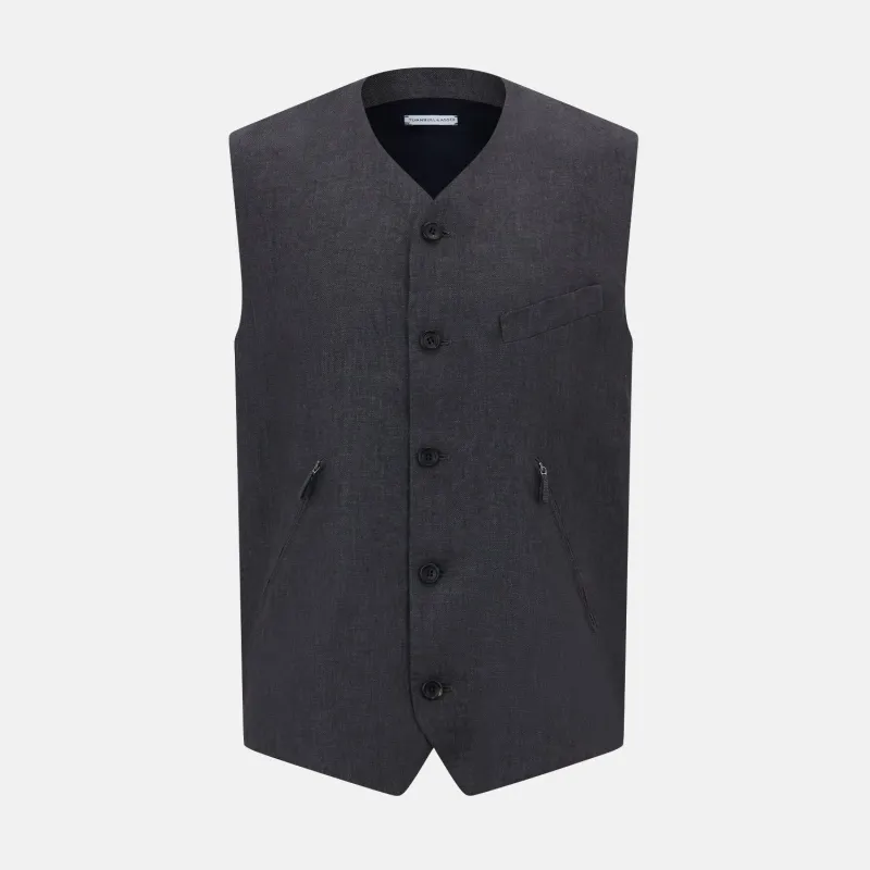 Ash Linen Twill Waistcoat sold by Turnbull & Asser