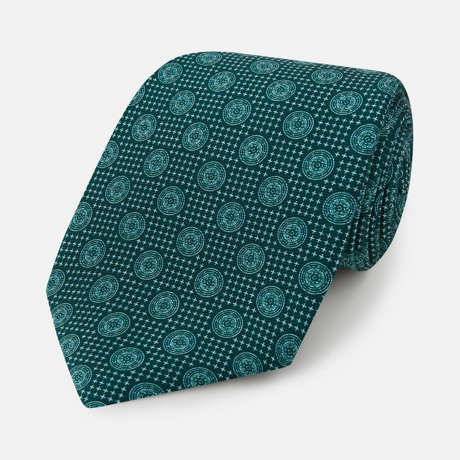 Forest Green Medallion Silk Tie sold by Turnbull & Asser
