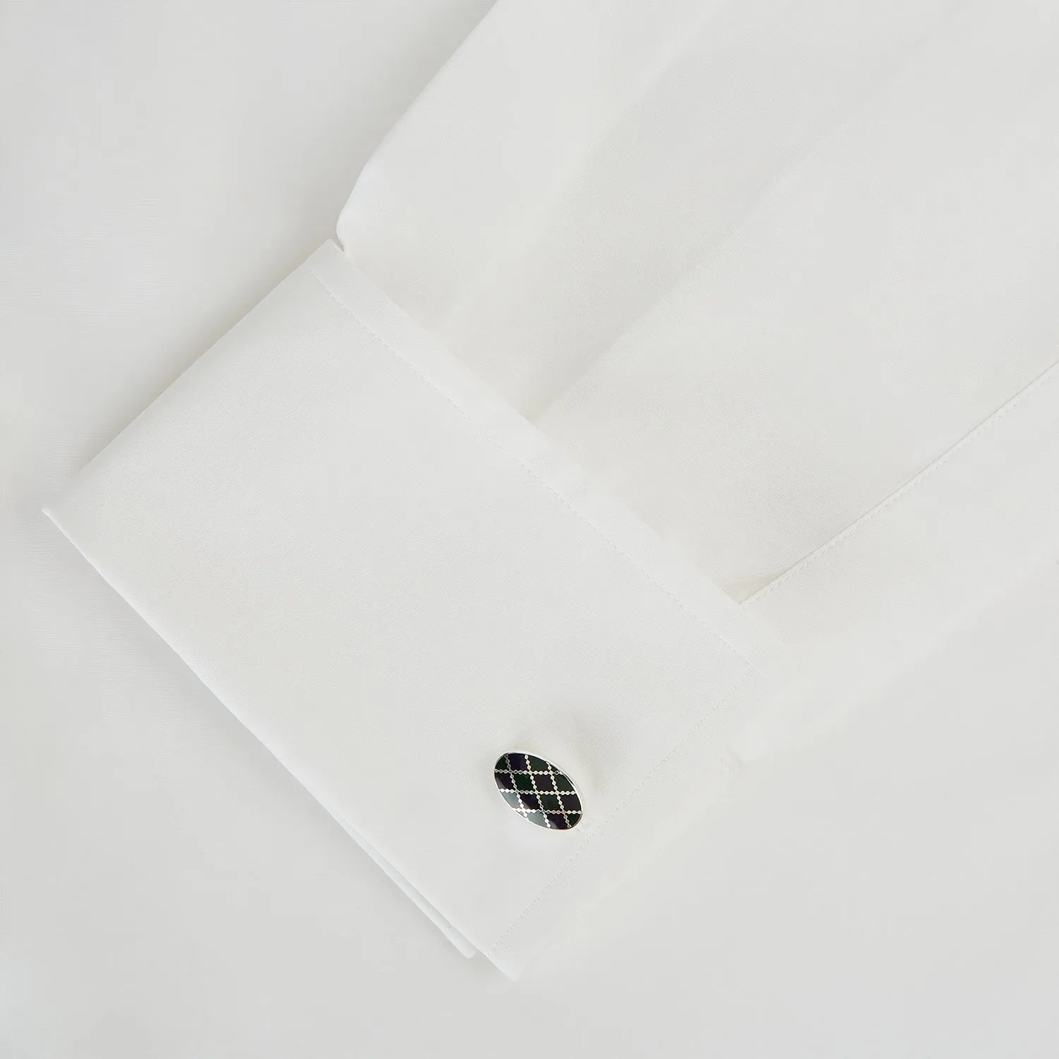 Forest Green and Navy Checkered Oval Enamel Chain Cufflinks sold by Turnbull & Asser product image thumbnail 3