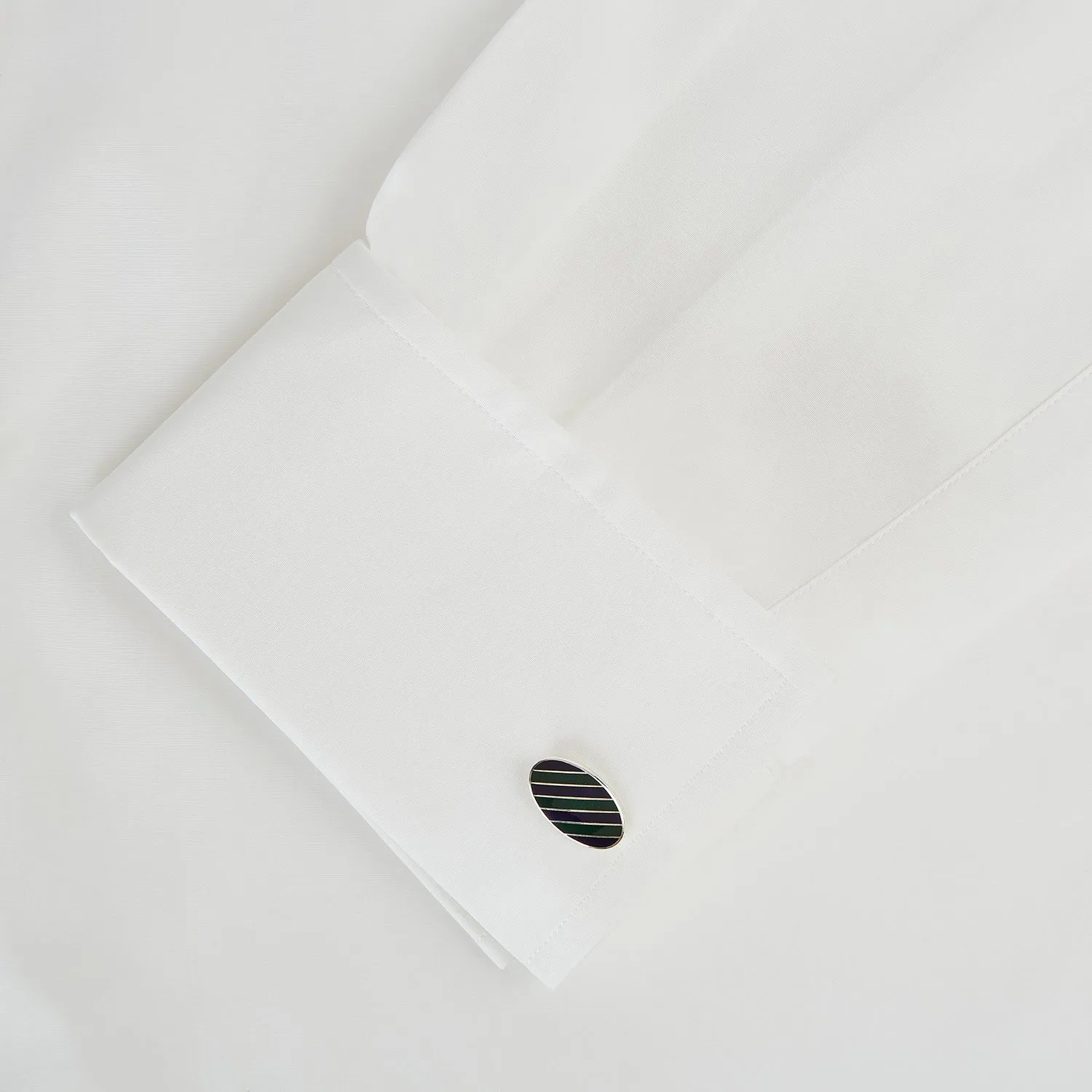 Forest Green and Navy Striped Oval Enamel Cufflinks sold by Turnbull & Asser product image thumbnail 3