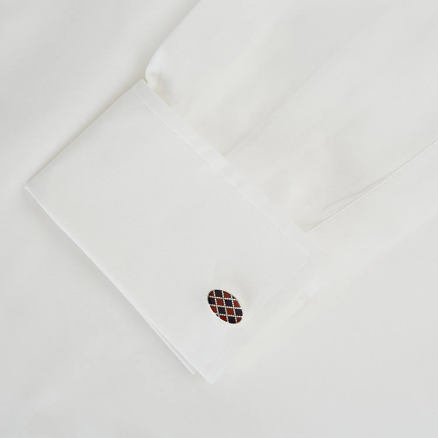 Burgundy and Navy Checkered Oval Enamel Cufflinks sold by Turnbull & Asser product image thumbnail 3