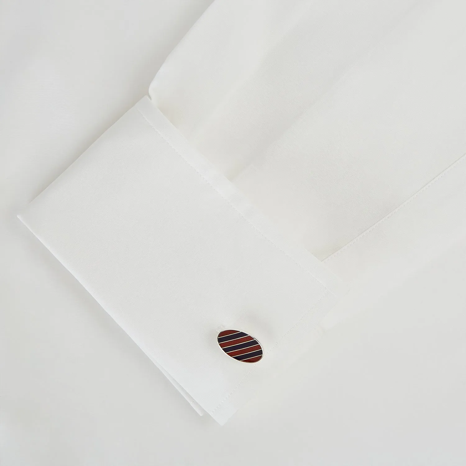 Burgundy and Navy Striped Oval Enamel Cufflinks sold by Turnbull & Asser product image thumbnail 3