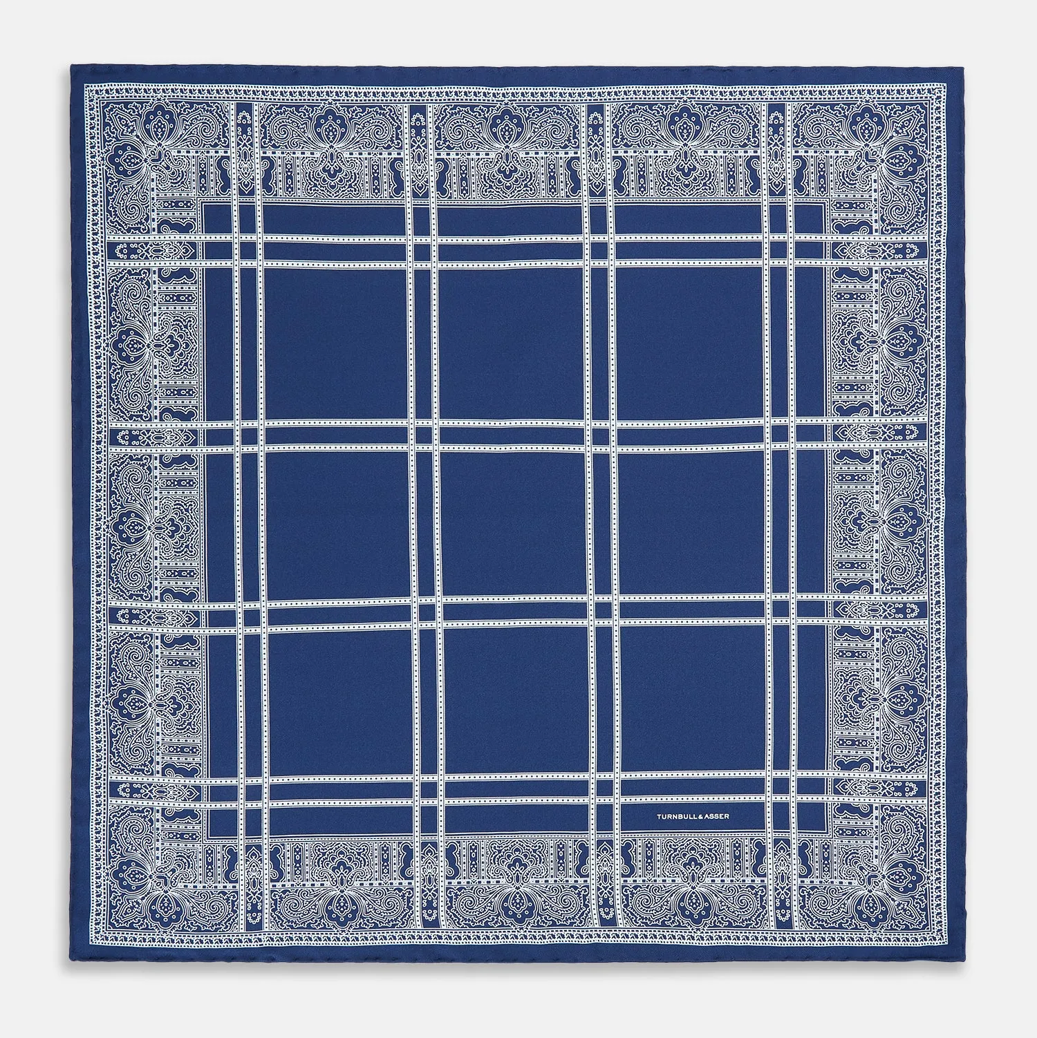 Azzurro Paisley Bandanda Patterned Silk Pocket Square sold by Turnbull & Asser product image thumbnail 5