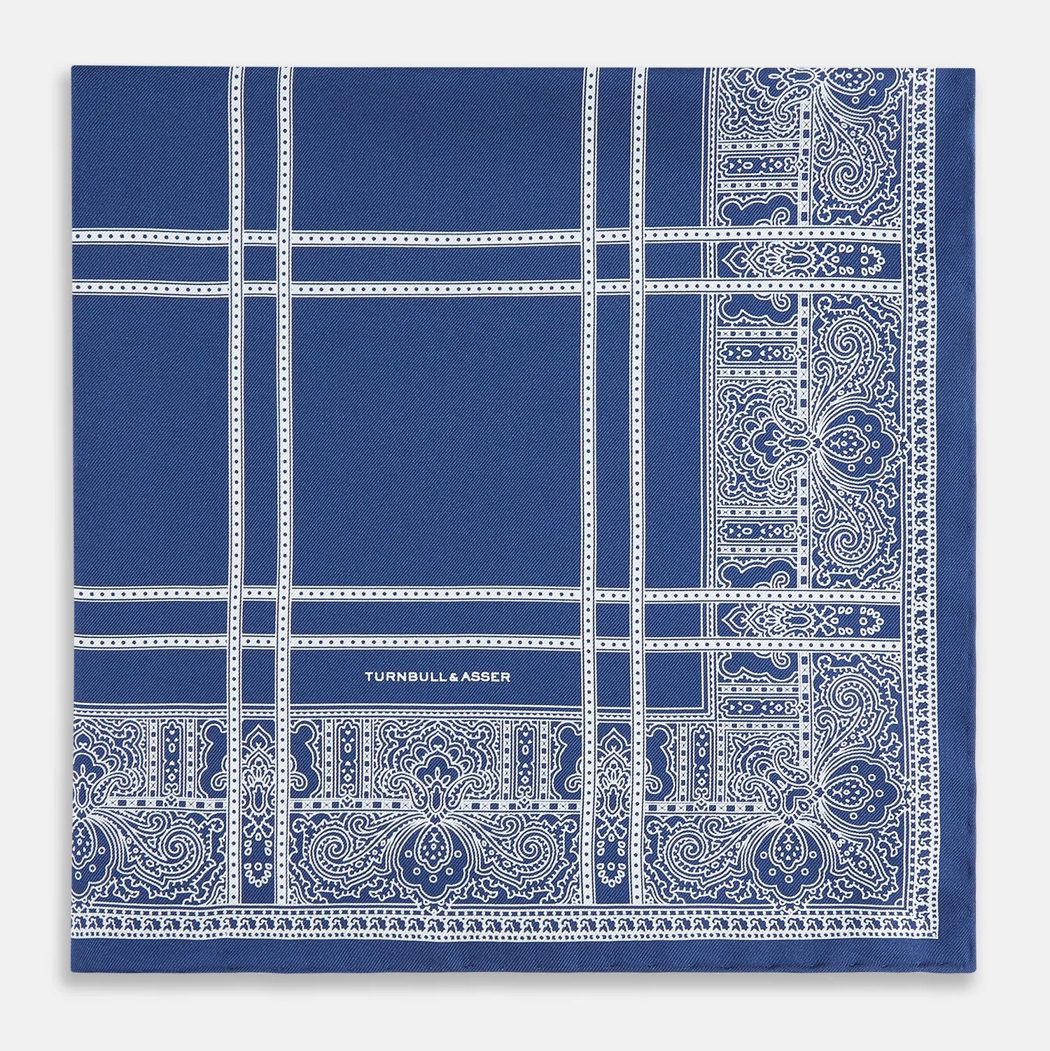 Azzurro Paisley Bandanda Patterned Silk Pocket Square sold by Turnbull & Asser product image thumbnail 4