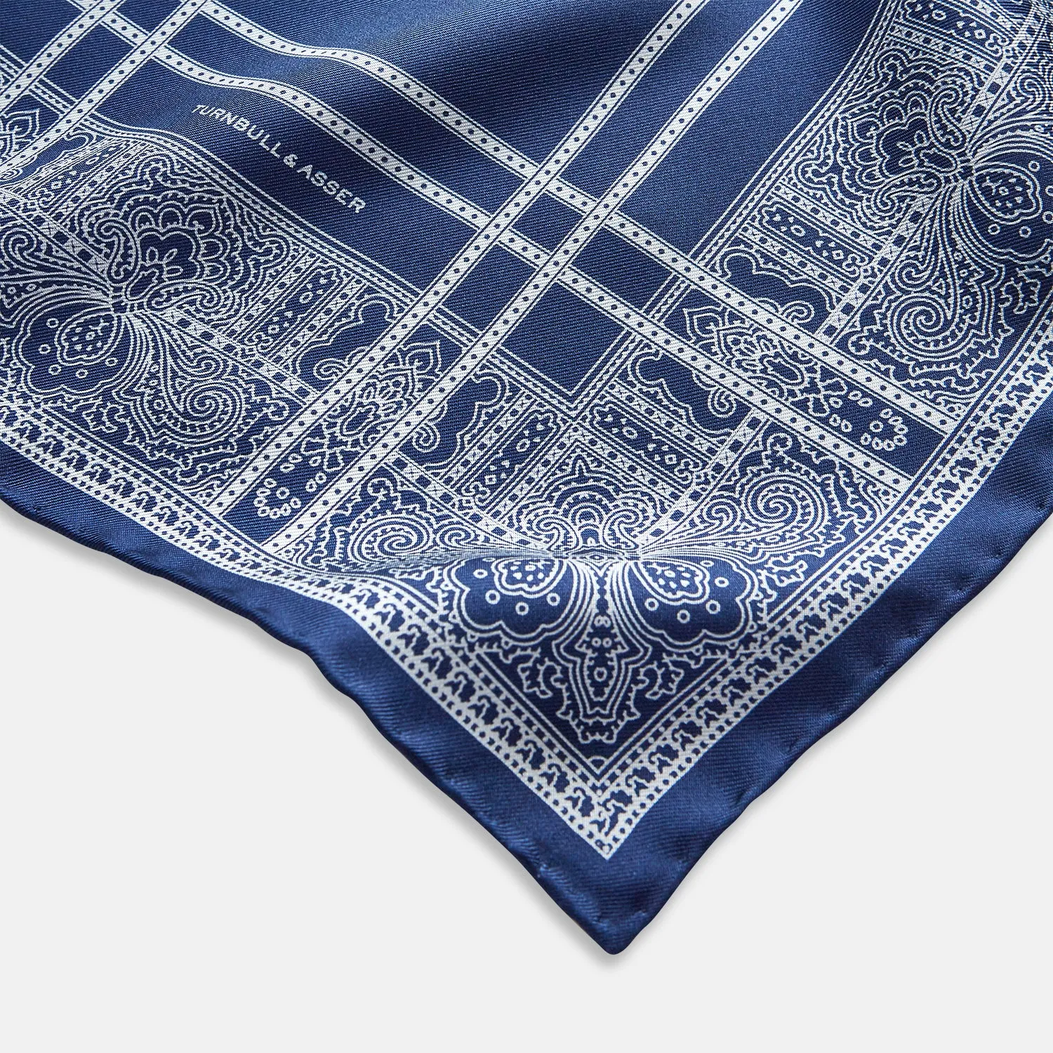 Azzurro Paisley Bandanda Patterned Silk Pocket Square sold by Turnbull & Asser product image thumbnail 3