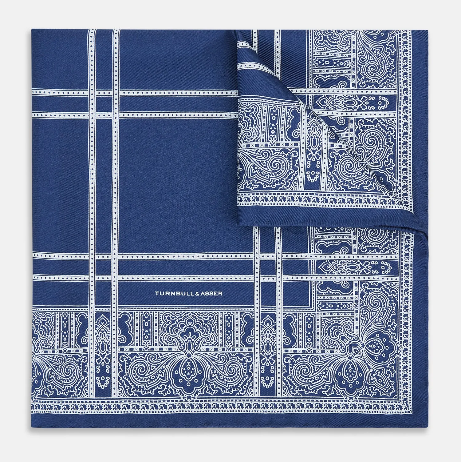 Azzurro Paisley Bandanda Patterned Silk Pocket Square sold by Turnbull & Asser product image thumbnail 2