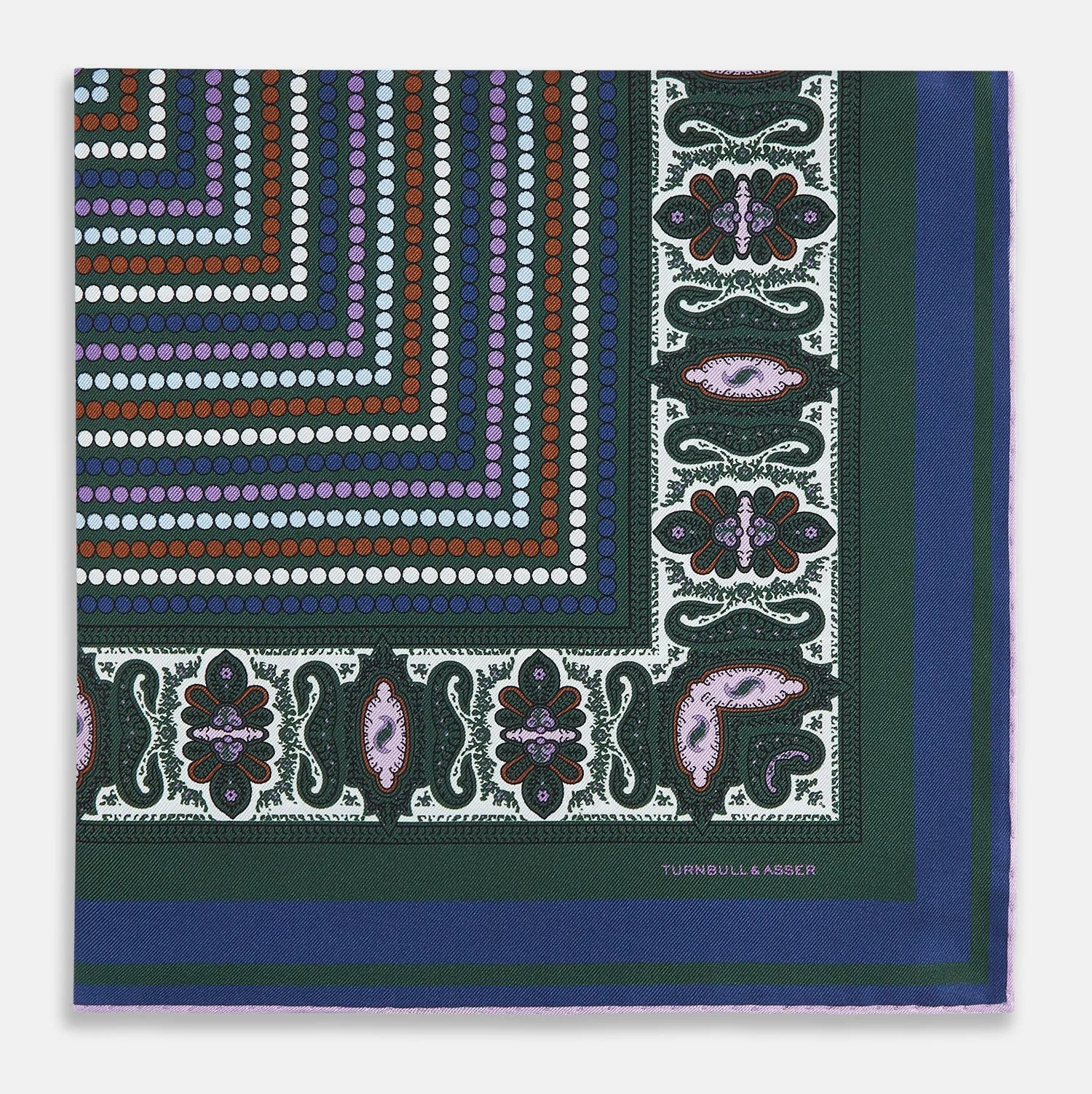 Forest Green Dots and Paisley Silk Pocket Square sold by Turnbull & Asser product image thumbnail 3