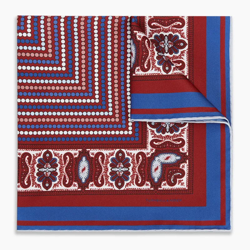 Red Dots and Paisley Silk Pocket Square sold by Turnbull & Asser