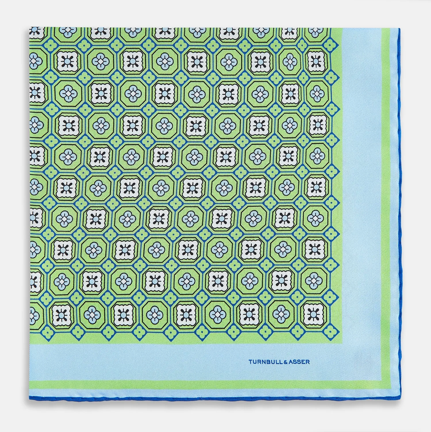 Fern Green Floral Tile Silk Pocket Square sold by Turnbull & Asser product image thumbnail 4