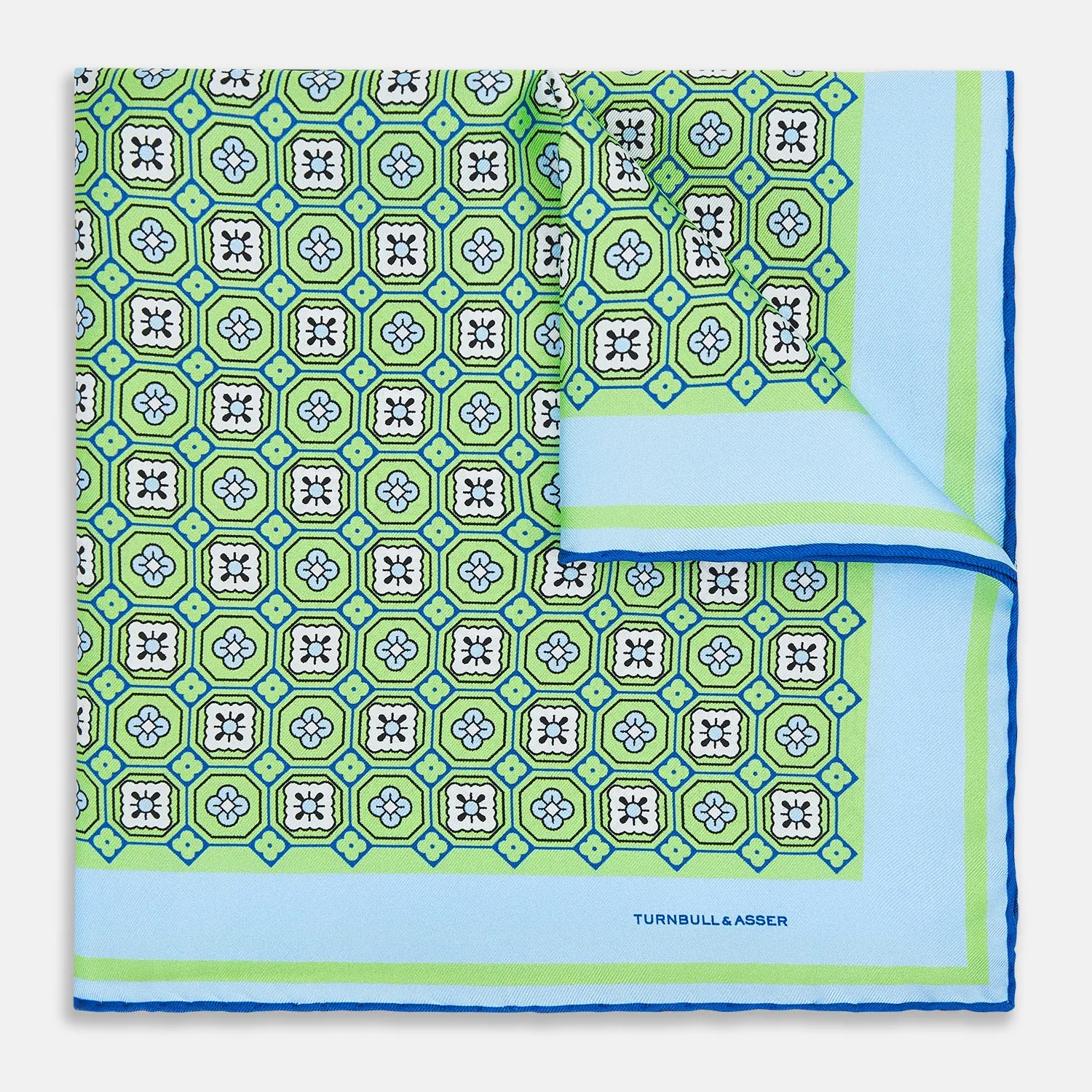 Fern Green Floral Tile Silk Pocket Square sold by Turnbull & Asser product image thumbnail 2