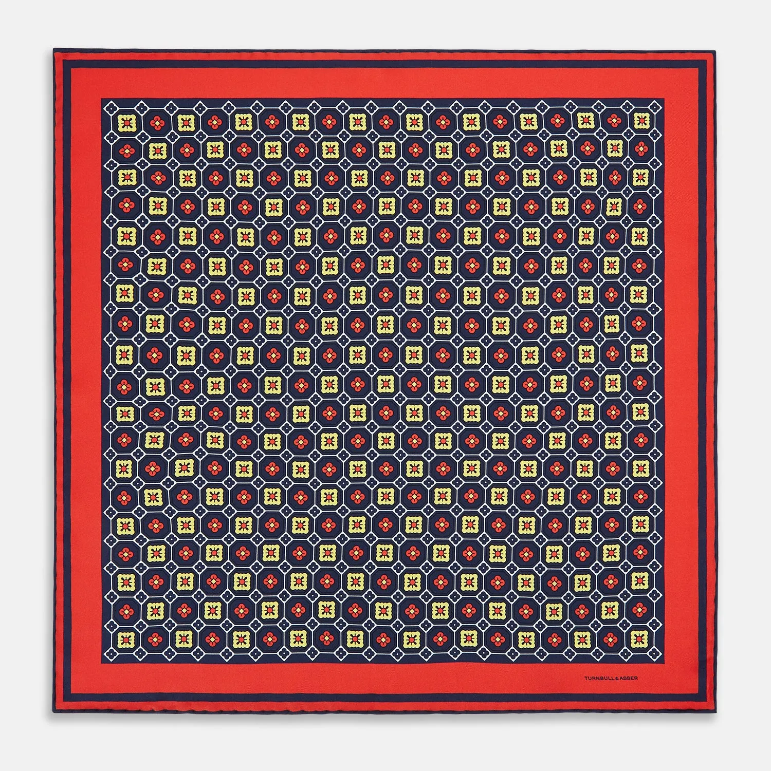 Dark Navy Floral Tile Silk Pocket Square sold by Turnbull & Asser product image thumbnail 5