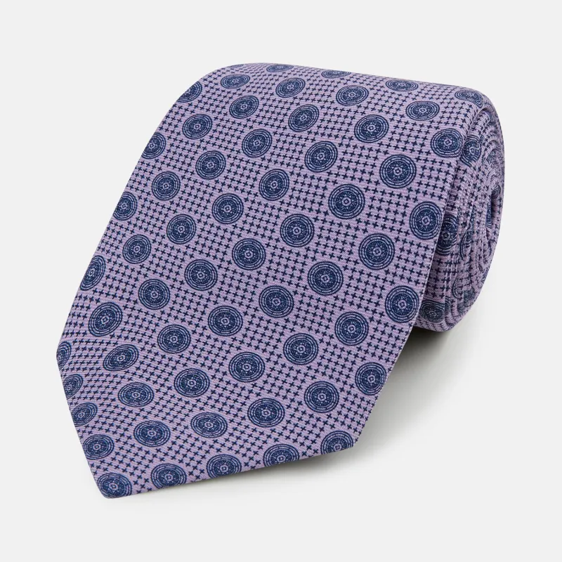 Lilac Medallion Silk Tie sold by Turnbull & Asser