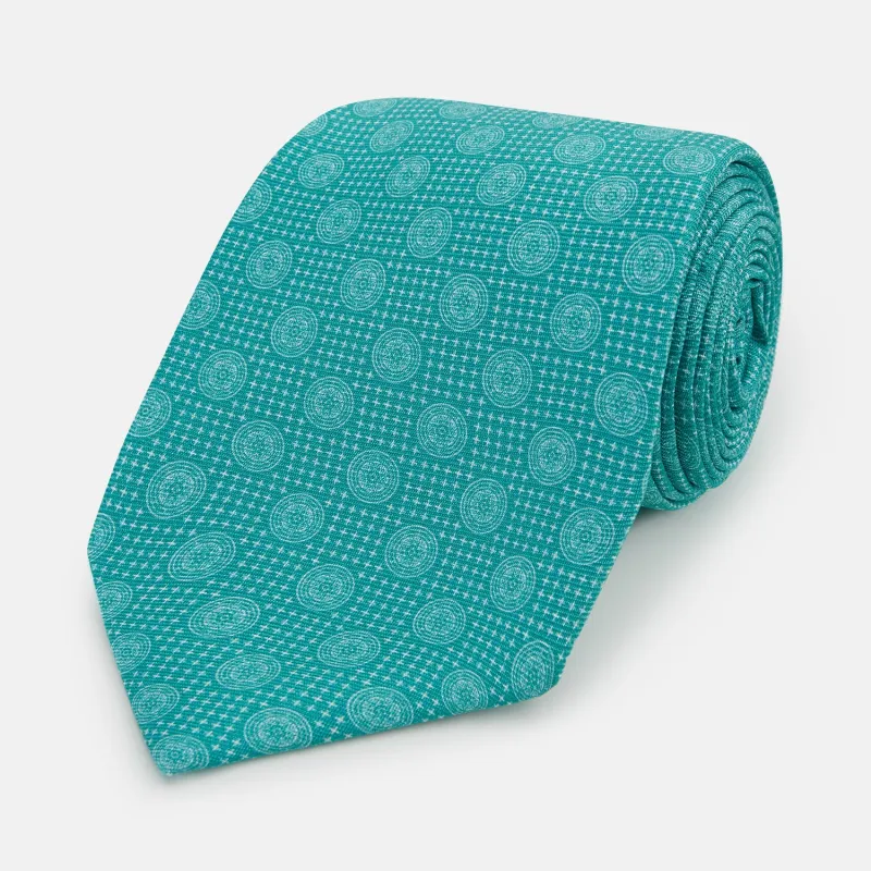 Turquoise Medallion Silk Tie sold by Turnbull & Asser