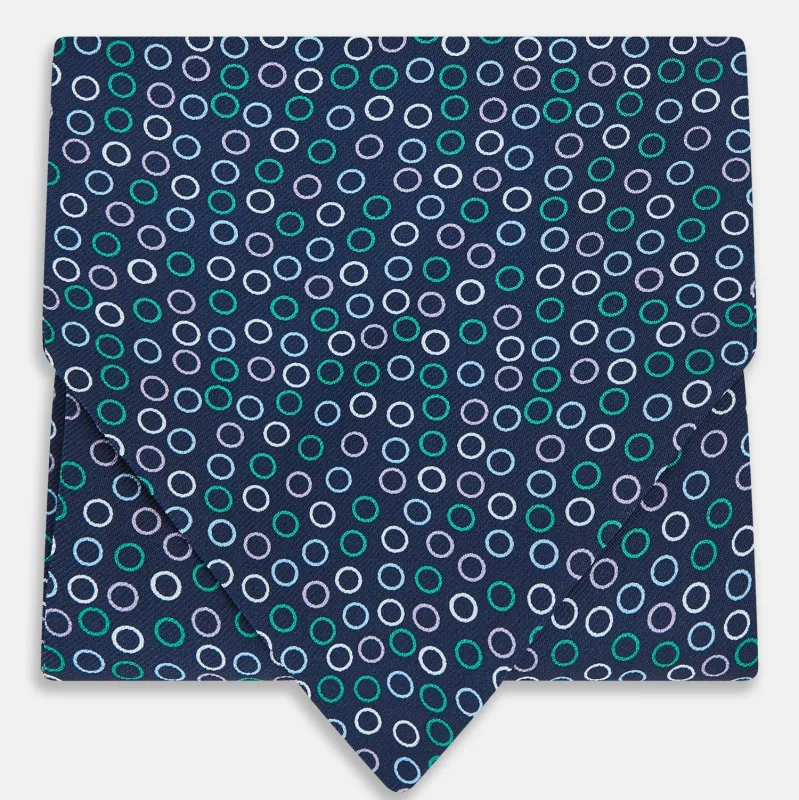 Multicoloured Dark Navy Circle Silk Cravat sold by Turnbull & Asser
