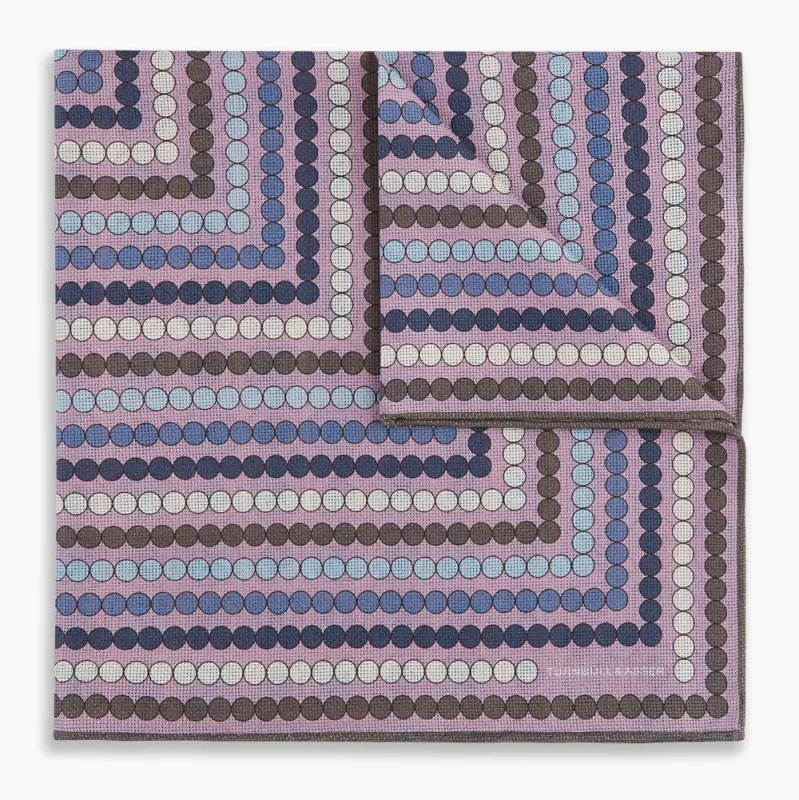 Lilac Dots and Floral Tile Double-Sided Silk Pocket Square sold by Turnbull & Asser