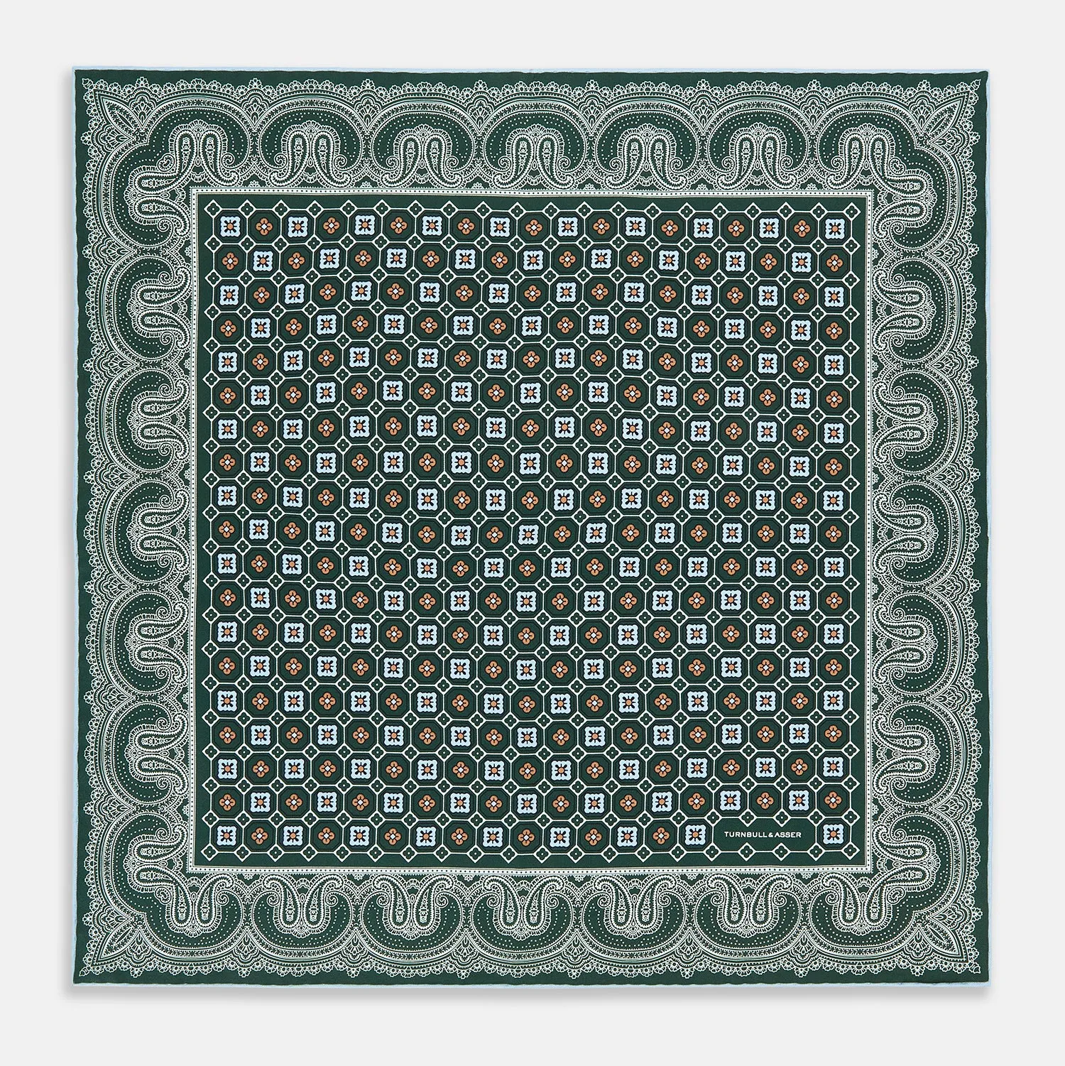 Forest Green Floral Tile and Paisley Silk Pocket Square sold by Turnbull & Asser product image thumbnail 4