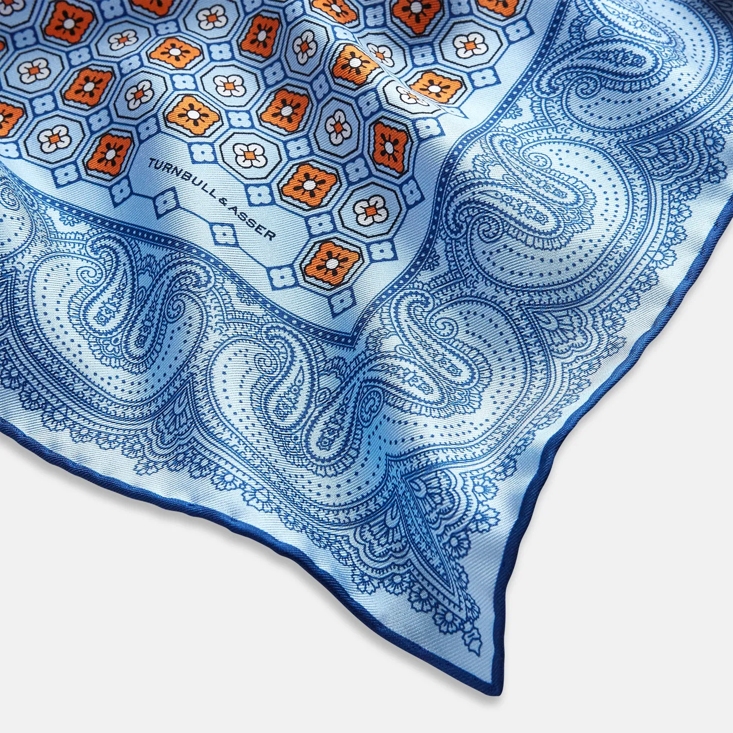 Blue Floral Tile and Paisley Silk Pocket Square sold by Turnbull & Asser product image thumbnail 2