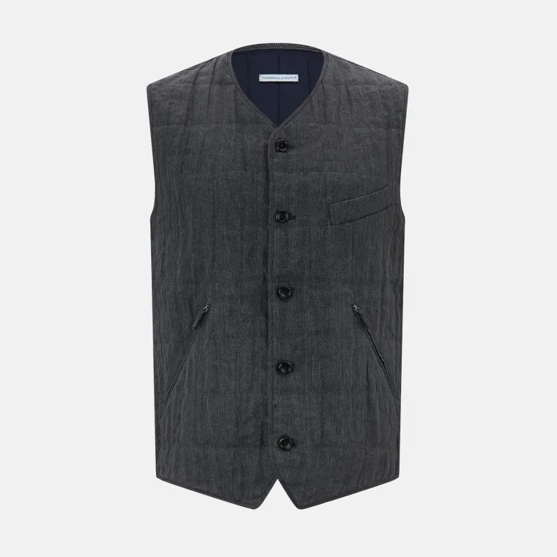 Ash Quilted Linen Herringbone Waistcoat sold by Turnbull & Asser