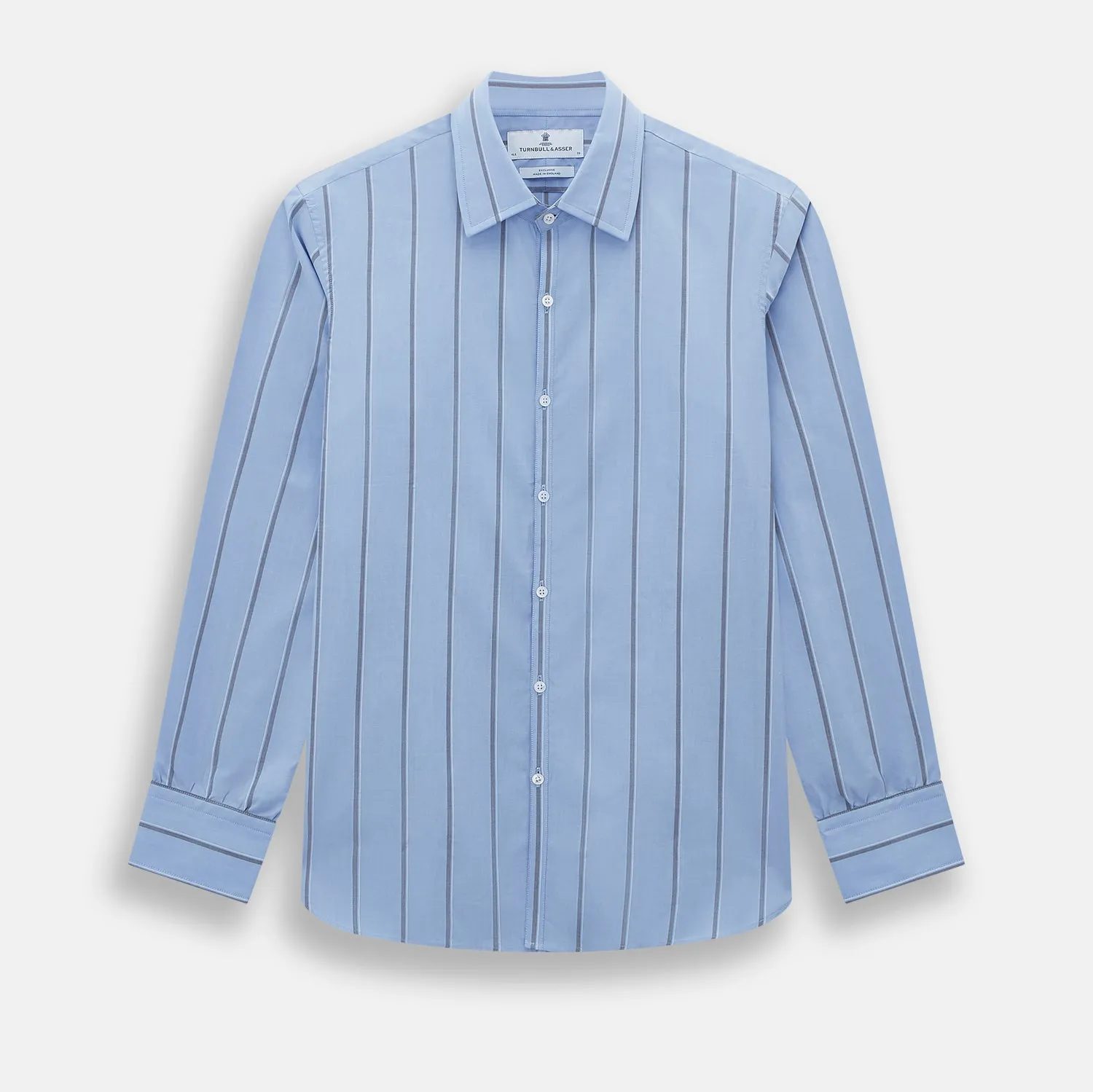Sky Blue Track Stripe Westminster Shirt sold by Turnbull & Asser