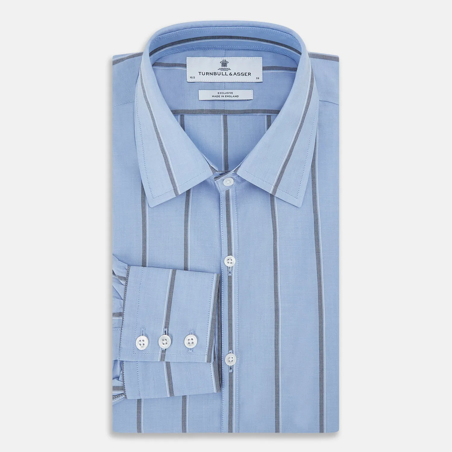 Sky Blue Track Stripe Westminster Shirt sold by Turnbull & Asser product image thumbnail 5
