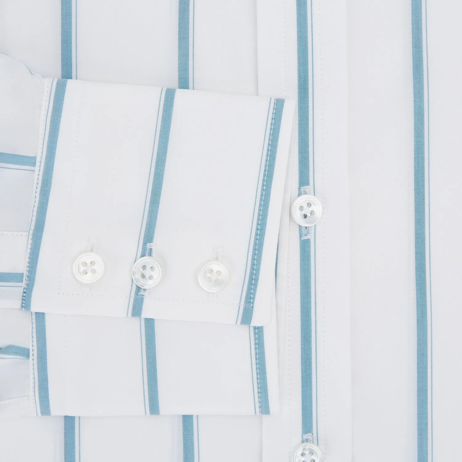 Turquoise Track Stripe Mayfair Shirt sold by Turnbull & Asser product image thumbnail 4