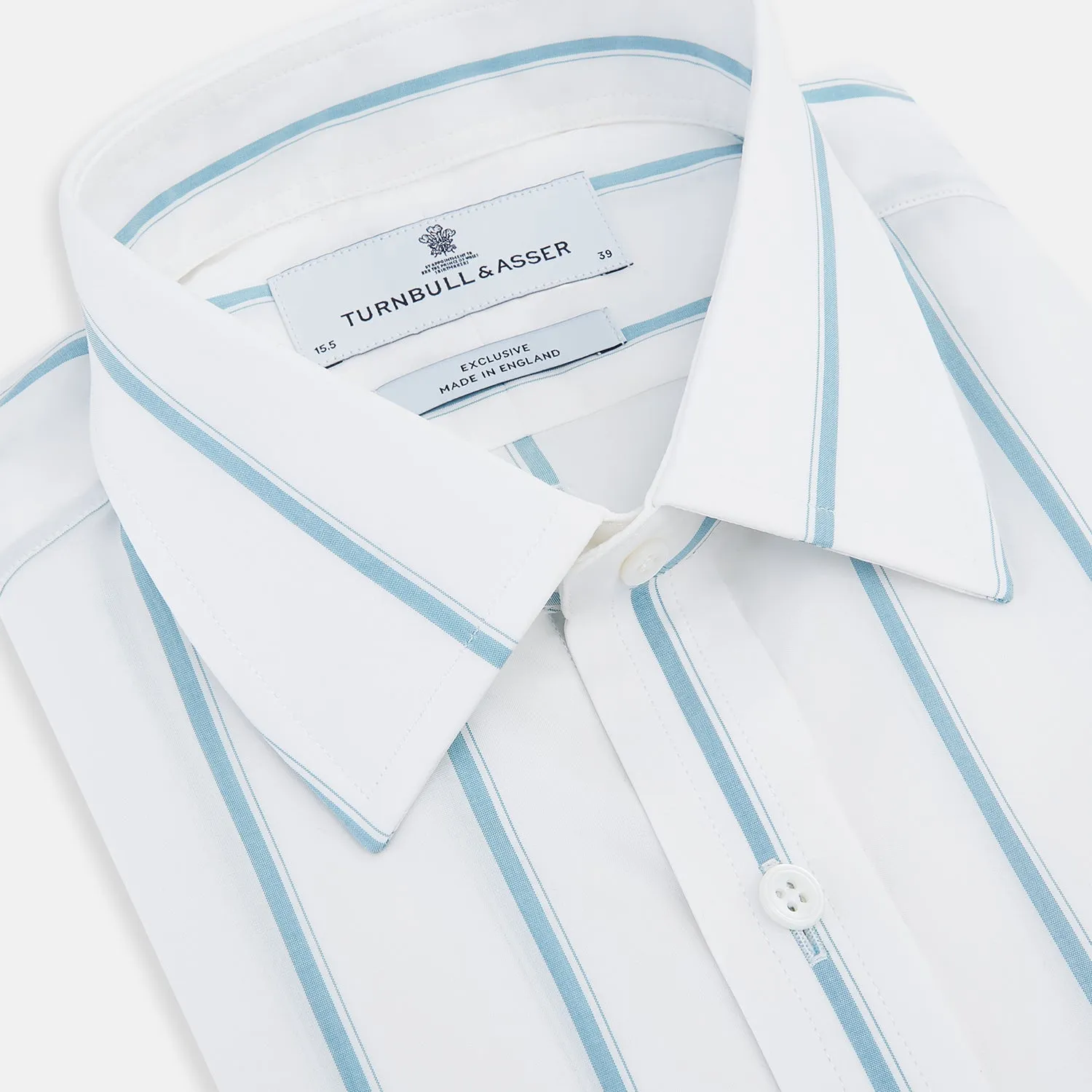 Turquoise Track Stripe Mayfair Shirt sold by Turnbull & Asser product image thumbnail 2