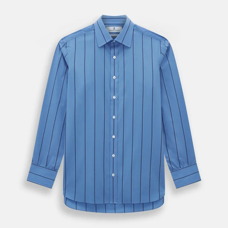 Colony Blue Track Stripe Mayfair Shirt sold by Turnbull & Asser