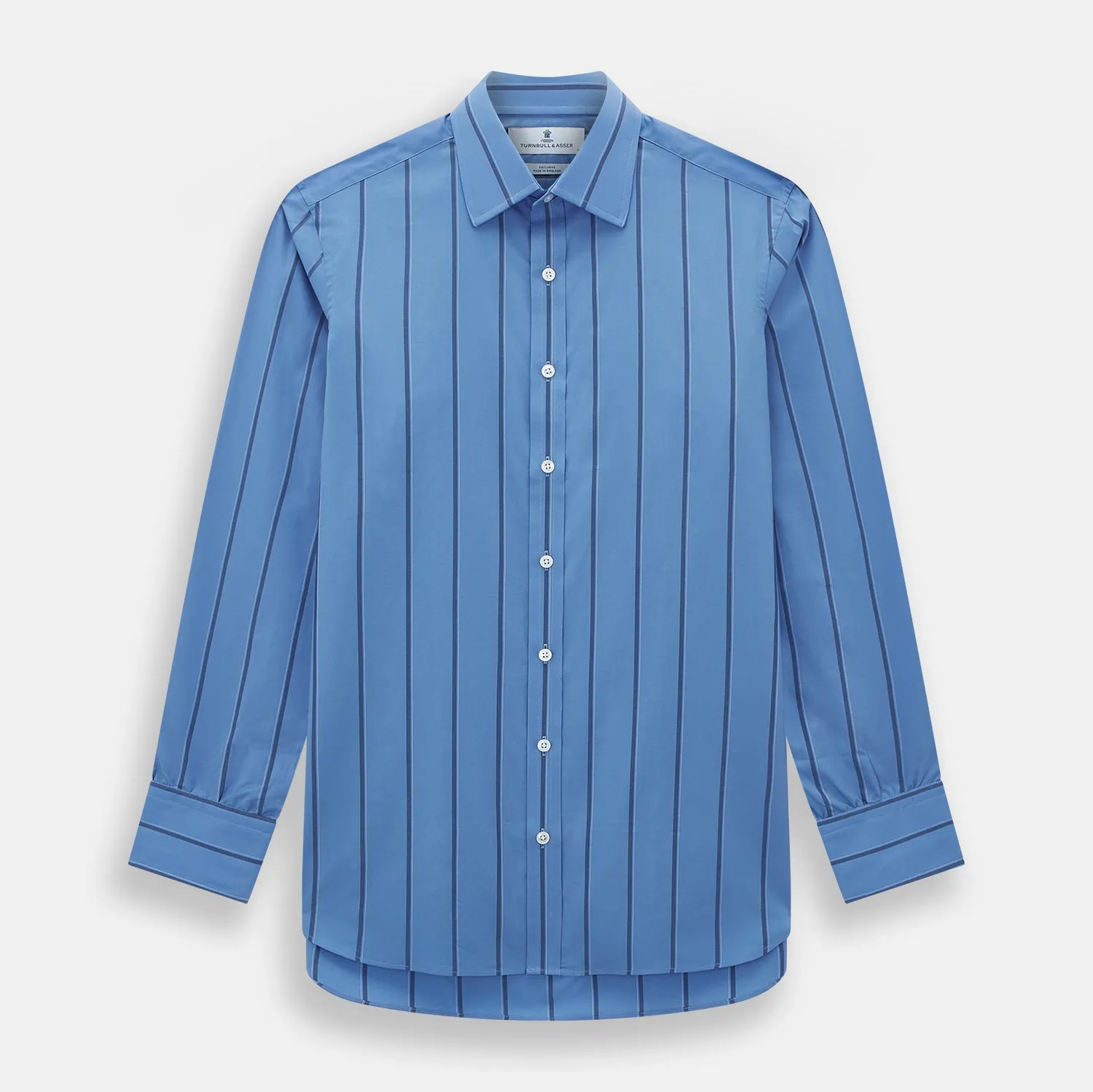 Colony Blue Track Stripe Mayfair Shirt sold by Turnbull & Asser