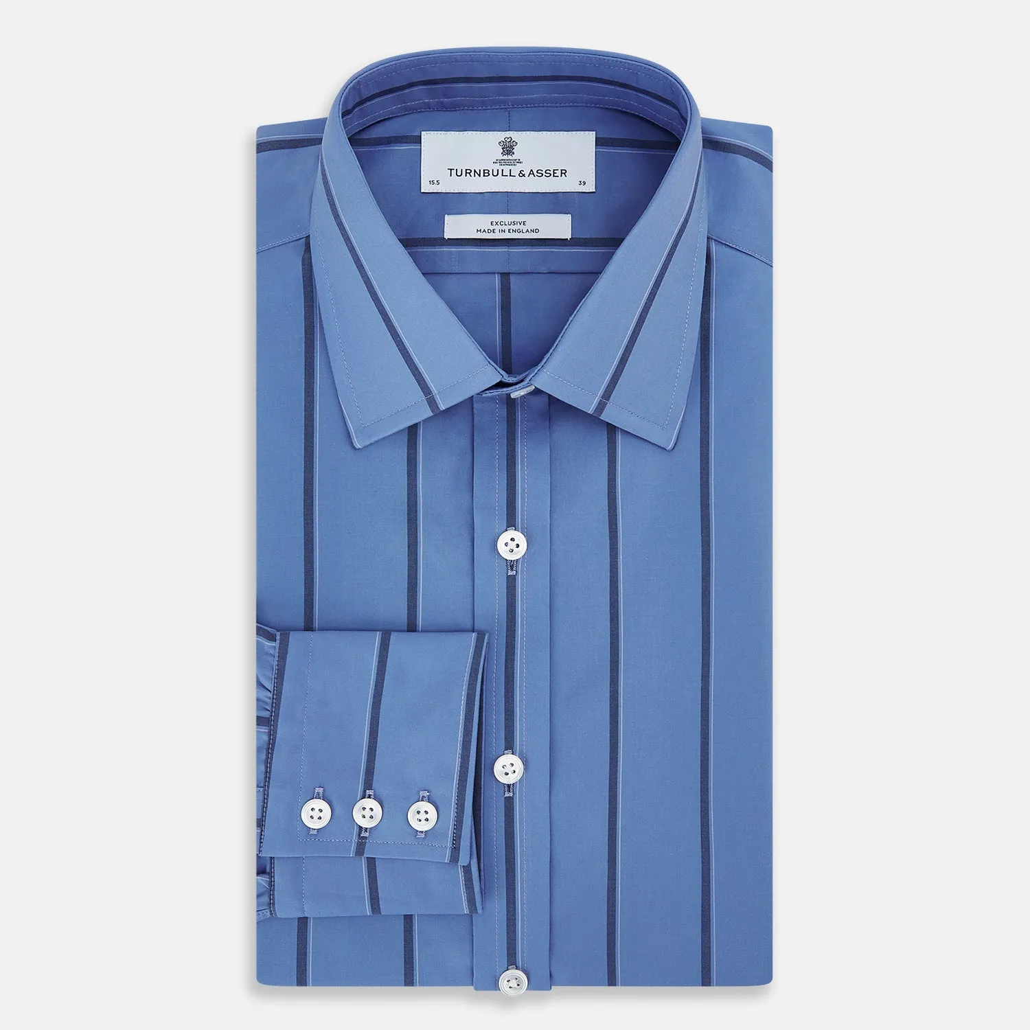 Colony Blue Track Stripe Mayfair Shirt sold by Turnbull & Asser product image thumbnail 5