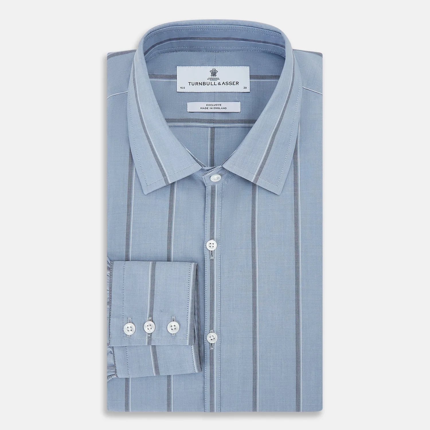 Steel Blue Track Stripe Westminster Shirt sold by Turnbull & Asser product image thumbnail 5