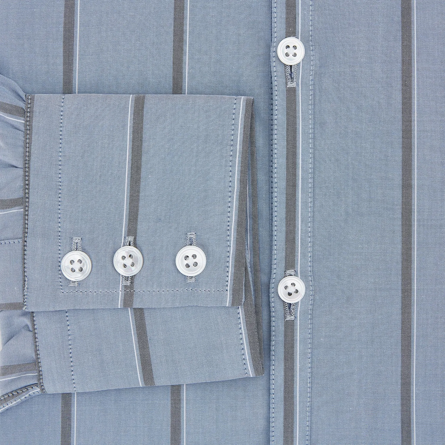 Steel Blue Track Stripe Westminster Shirt sold by Turnbull & Asser product image thumbnail 4