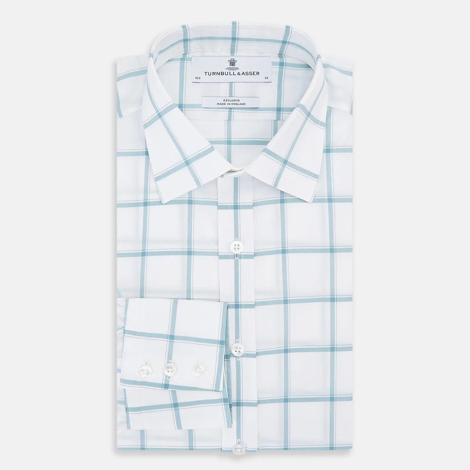Sage Grid Check Mayfair Shirt sold by Turnbull & Asser product image thumbnail 5