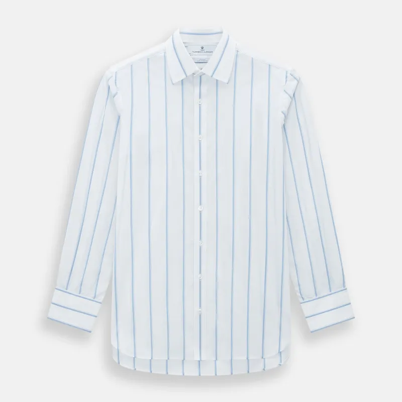 Colony Blue Track Stripe Mayfair Shirt sold by Turnbull & Asser