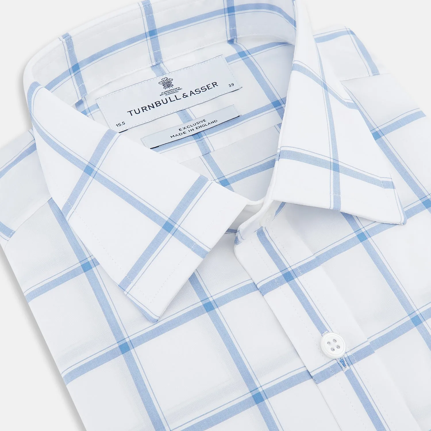 White with Colony Blue Grid Check Mayfair Shirt sold by Turnbull & Asser product image thumbnail 2