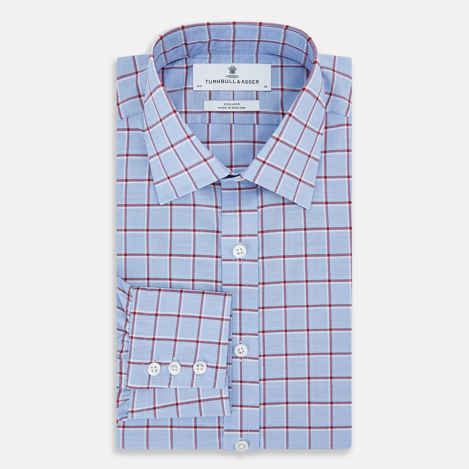 Blue and Burgundy Windowpane Mayfair Shirt sold by Turnbull & Asser product image thumbnail 5