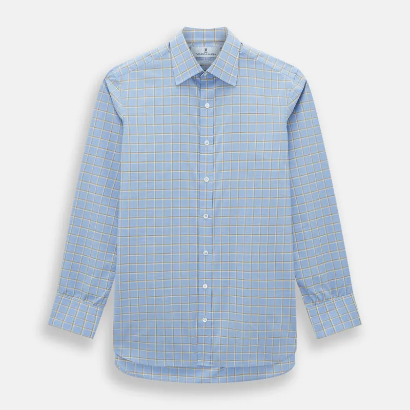 Blue and Yellow Windowpane Mayfair Shirt sold by Turnbull & Asser