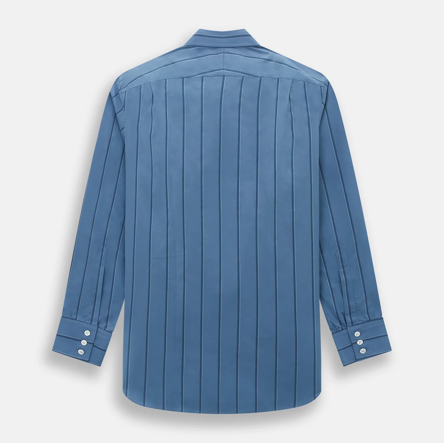 Steel Grey and Navy Track Stripe Mayfair Shirt sold by Turnbull & Asser product image thumbnail 3