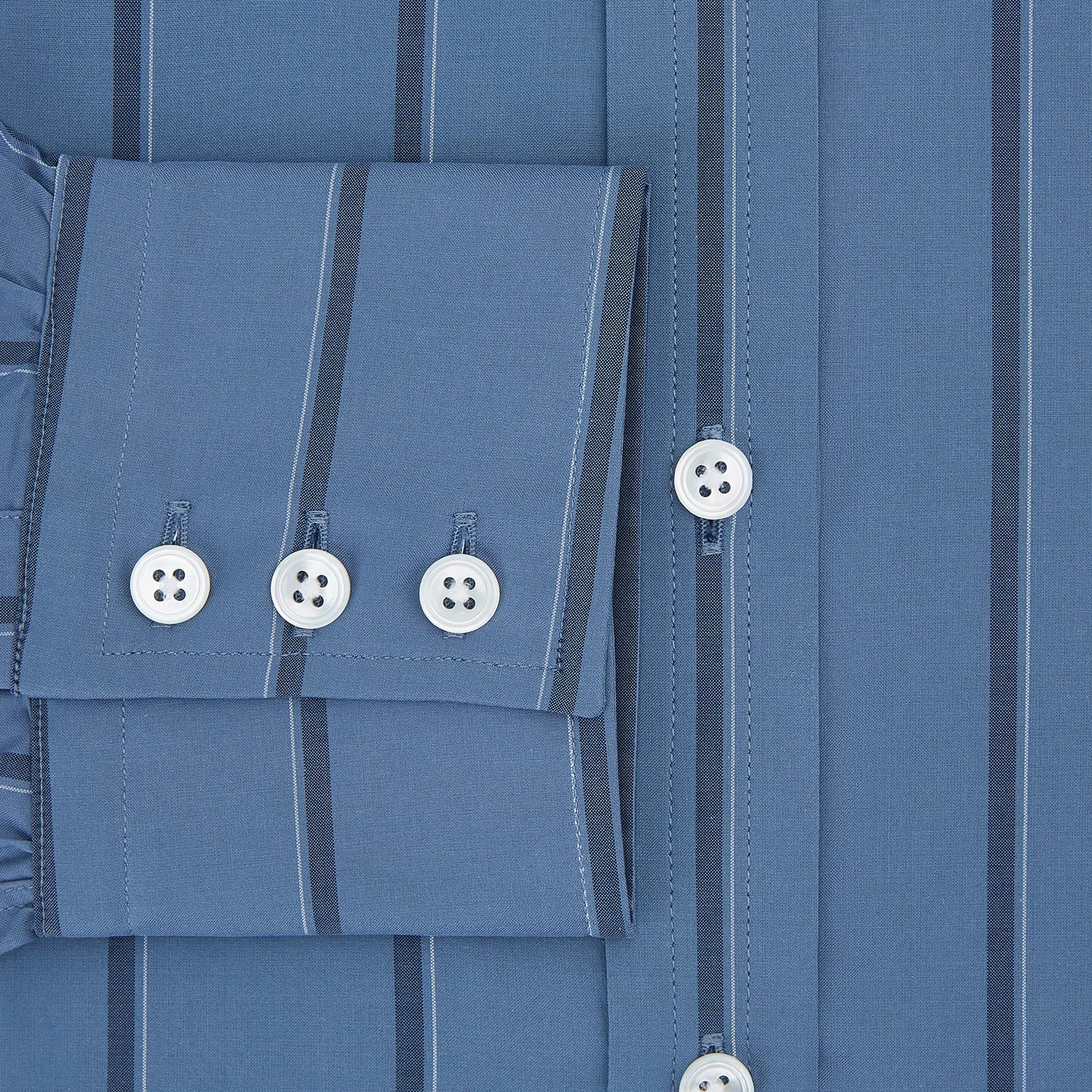 Steel Grey and Navy Track Stripe Mayfair Shirt sold by Turnbull & Asser product image thumbnail 4