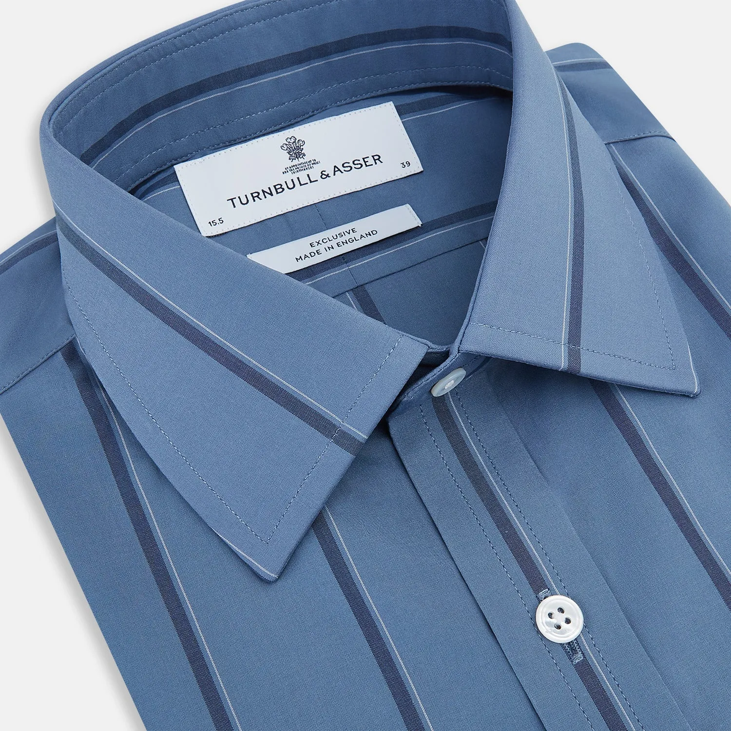Steel Grey and Navy Track Stripe Mayfair Shirt sold by Turnbull & Asser product image thumbnail 2