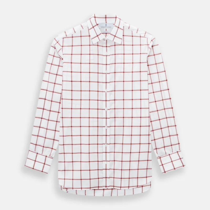 Dark Red Grid Check Mayfair Shirt sold by Turnbull & Asser