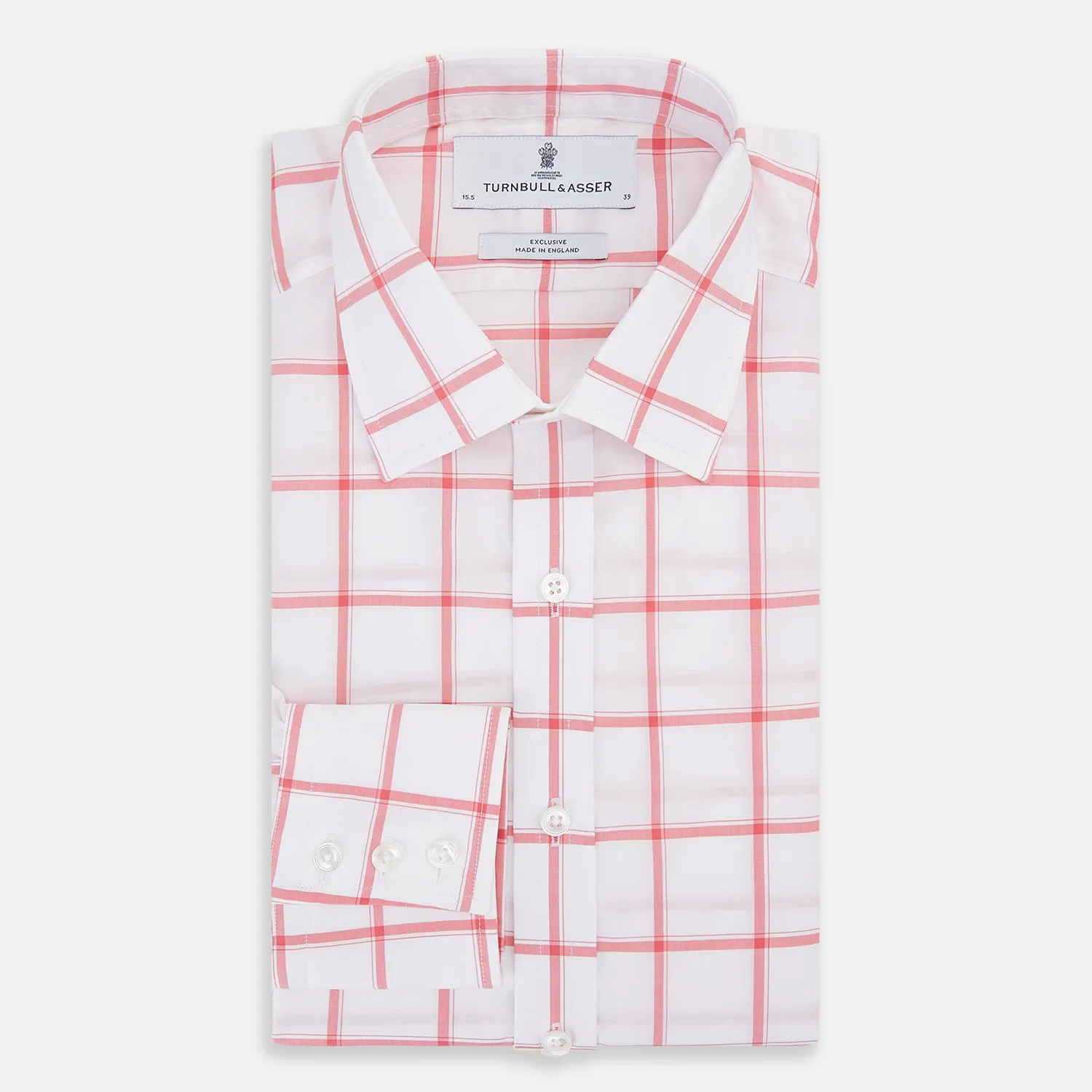 Coral Grid Check Mayfair Shirt sold by Turnbull & Asser product image thumbnail 5